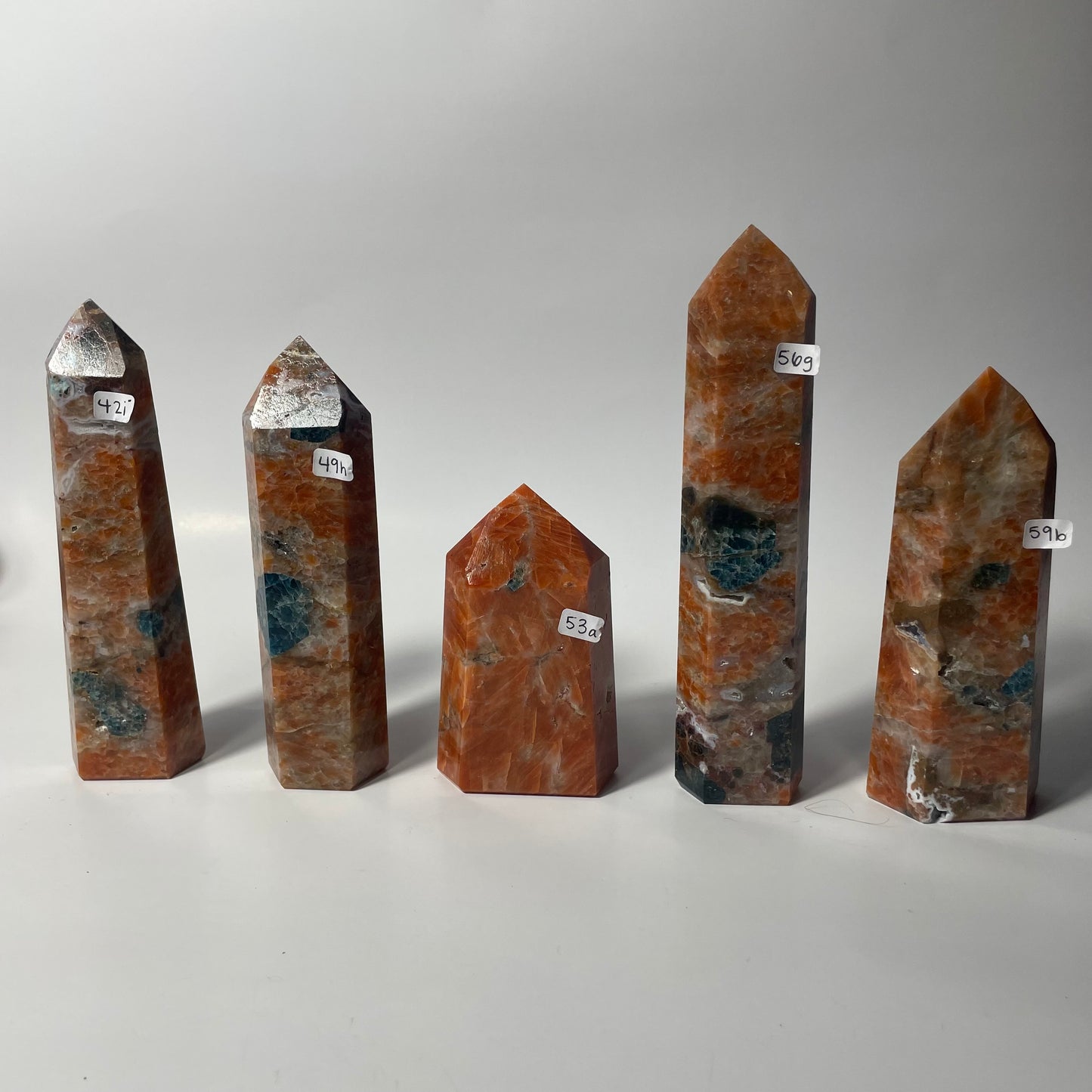 Orange Calcite + Blue Apatite Tower: You Choose