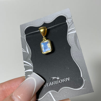 Gold Plated Rainbow Moonstone Pendant: You Choose