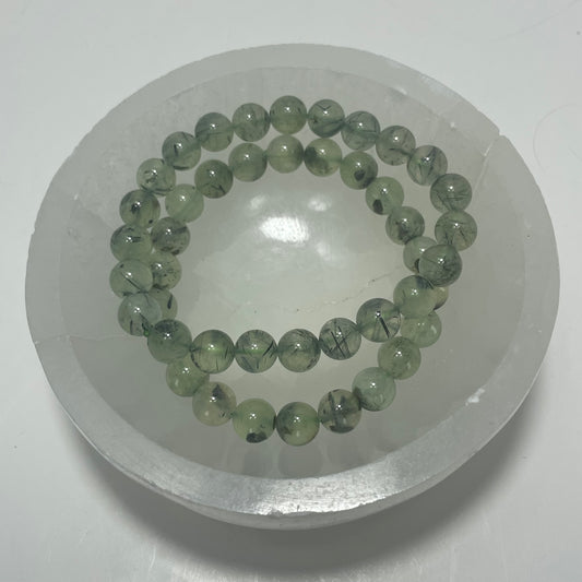 Prehnite with Epidote Beaded Bracelet