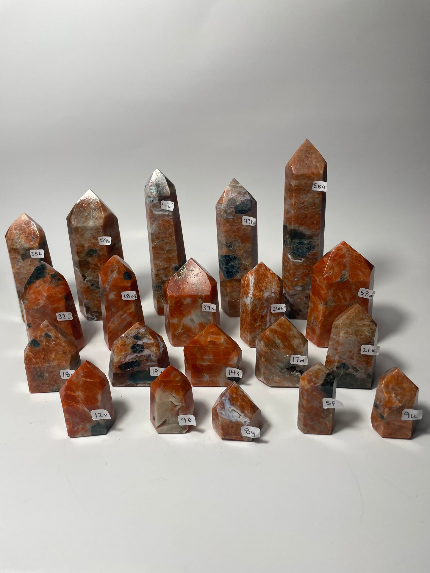 Orange Calcite + Blue Apatite Tower: You Choose