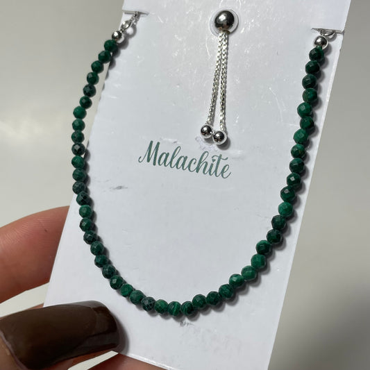 Malachite Sterling Silver Bolo Bracelet