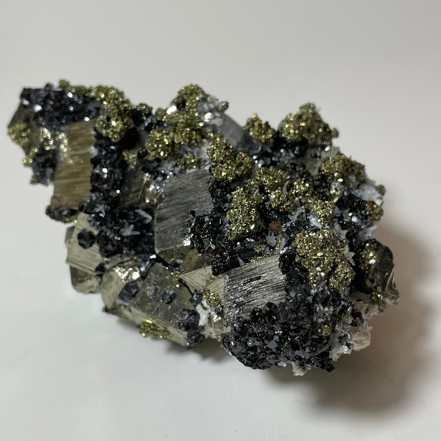 Pyrite, Sphalerite, and Quartz Specimen from the Huanzala Mine, Peru