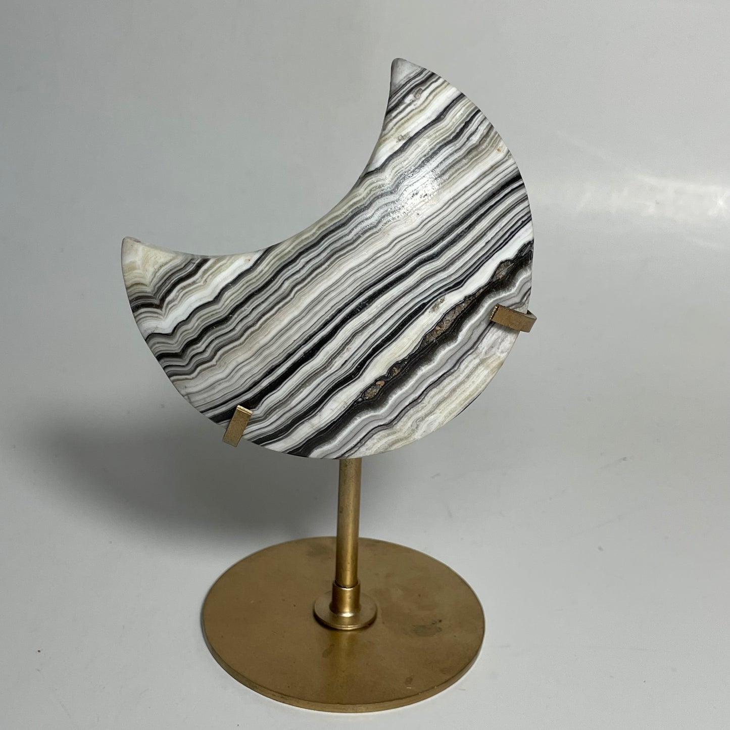 Zebra Calcite Moon Carving with Stand: You Choose