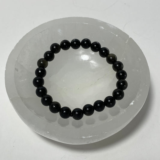 Gold Sheen Black Obsidian Beaded Bracelet