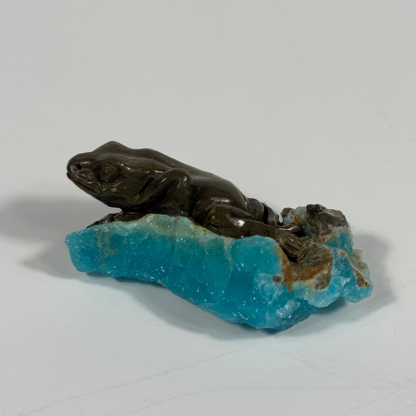 Hemimorphite Frog Handmade Carving