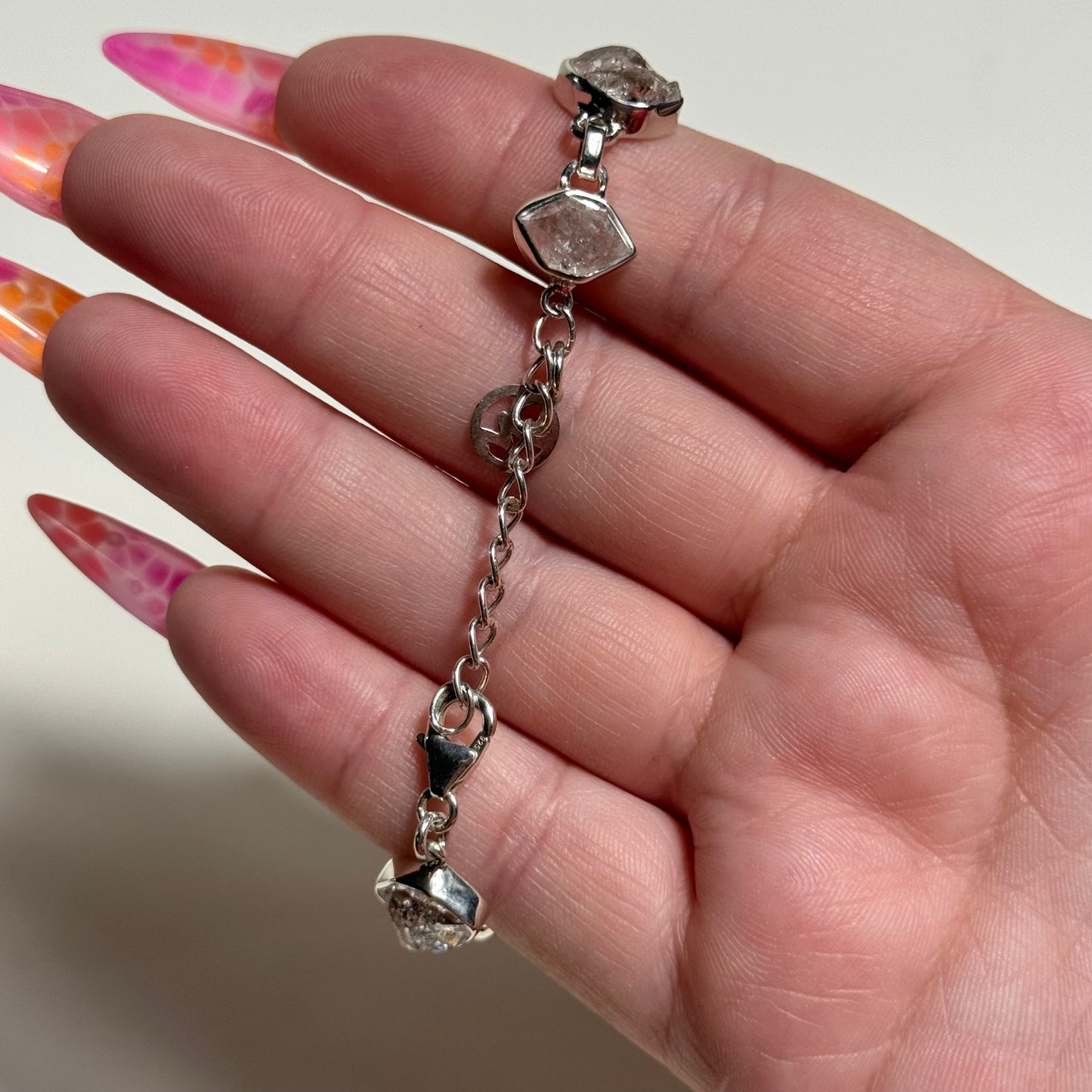 Herkimer Diamond Quartz Sterling Silver Bracelet