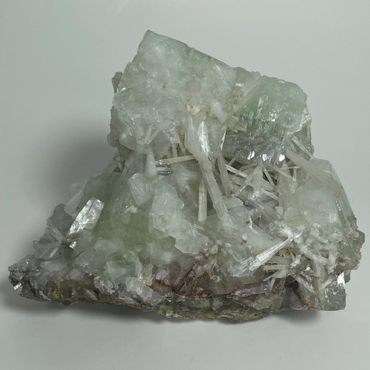 Green Apophyllite with Scolecite Specimen from India, Specimen