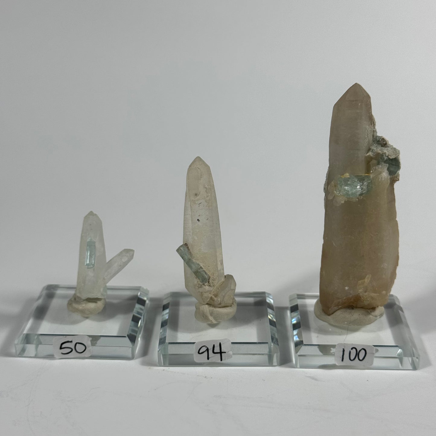 Vanadium Beryl on Quartz Specimen from Nasarawa Egon, Nigeria: You Choose