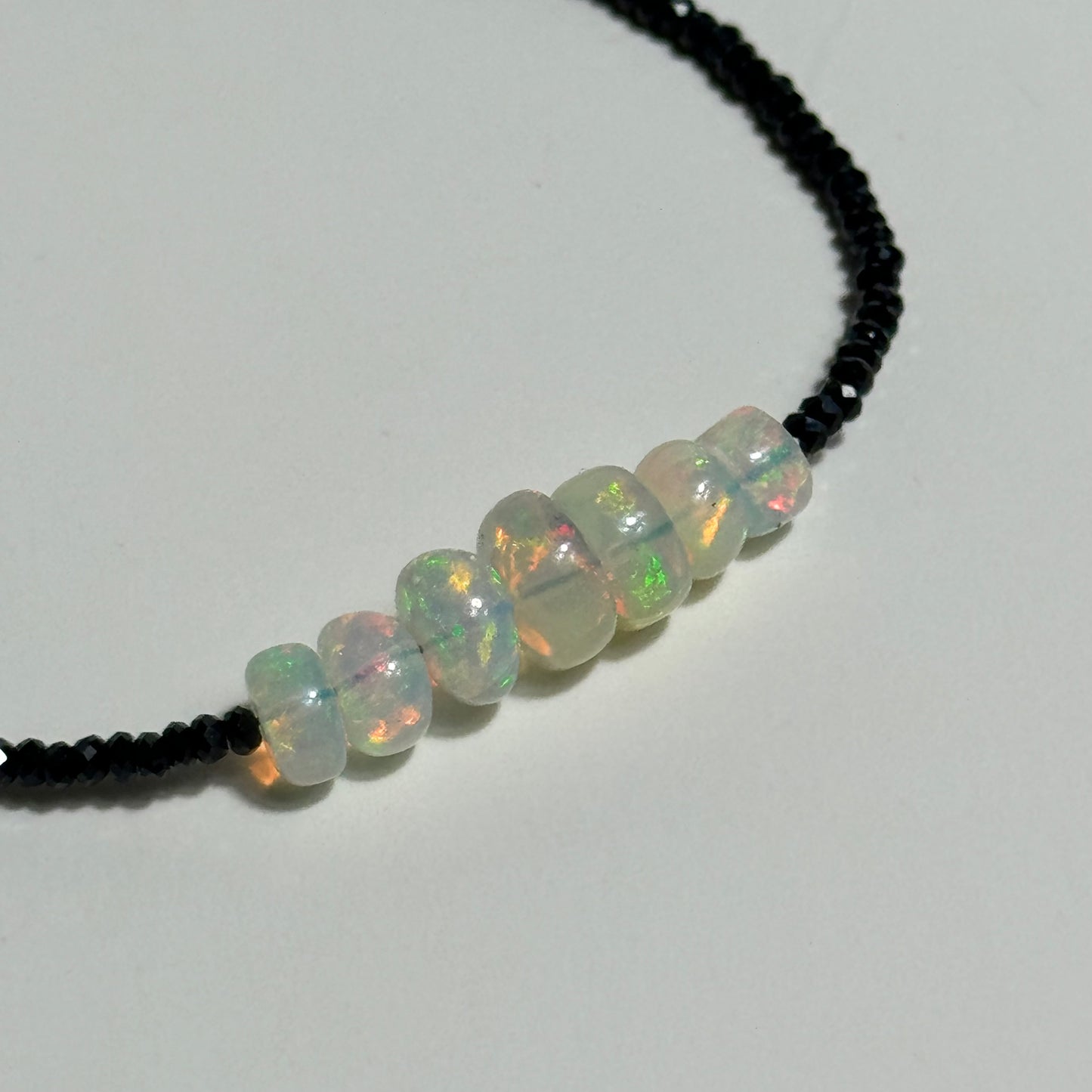 Ethiopian Opal & Black Spinel Sterling Silver Bracelet: You Choose