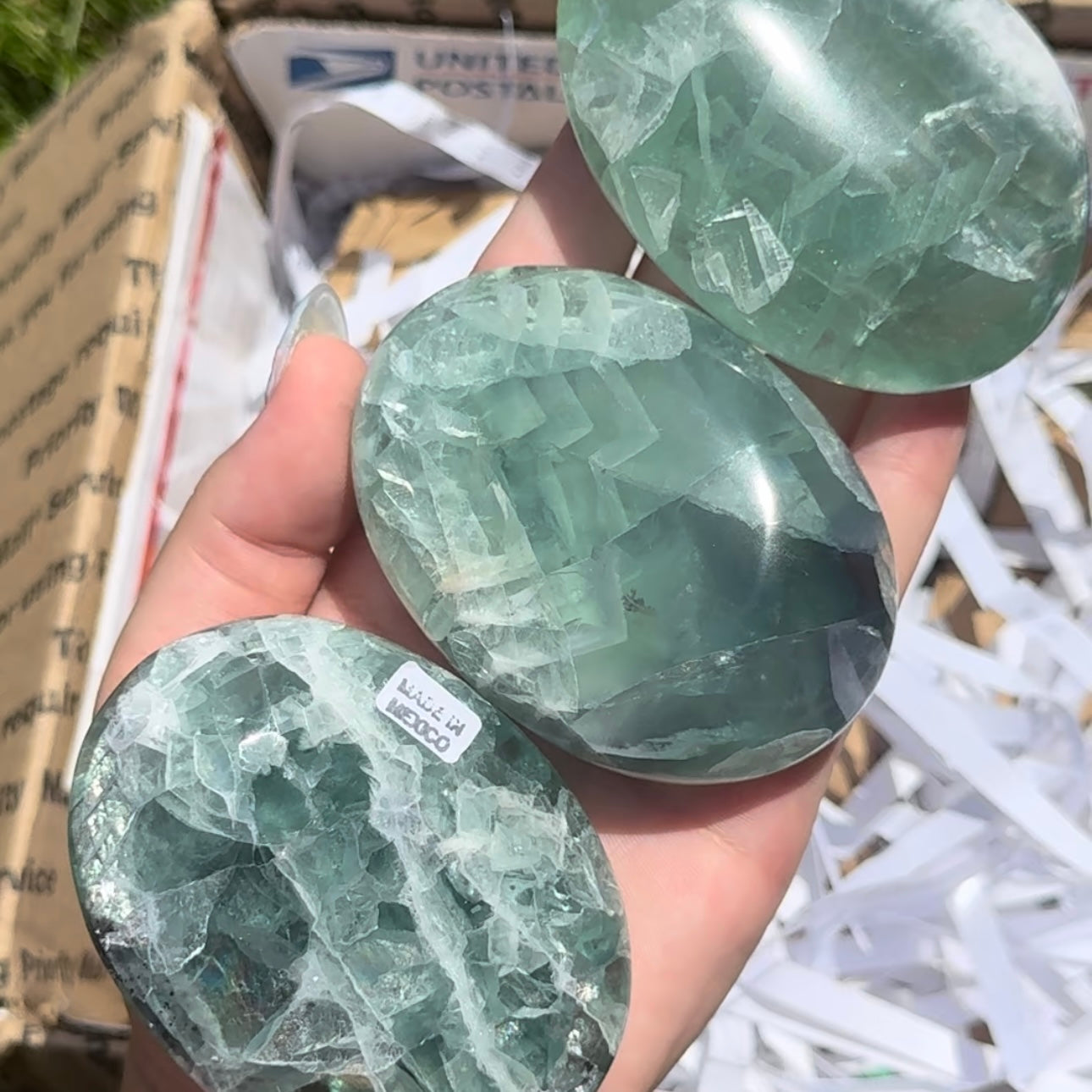 XL Mexican Fluorite Palm Stone: You Choose