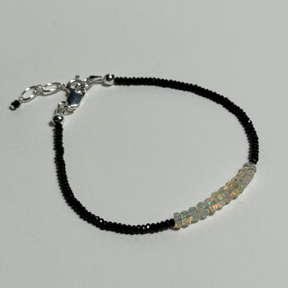 Ethiopian Opal & Black Spinel Sterling Silver Bracelet: You Choose