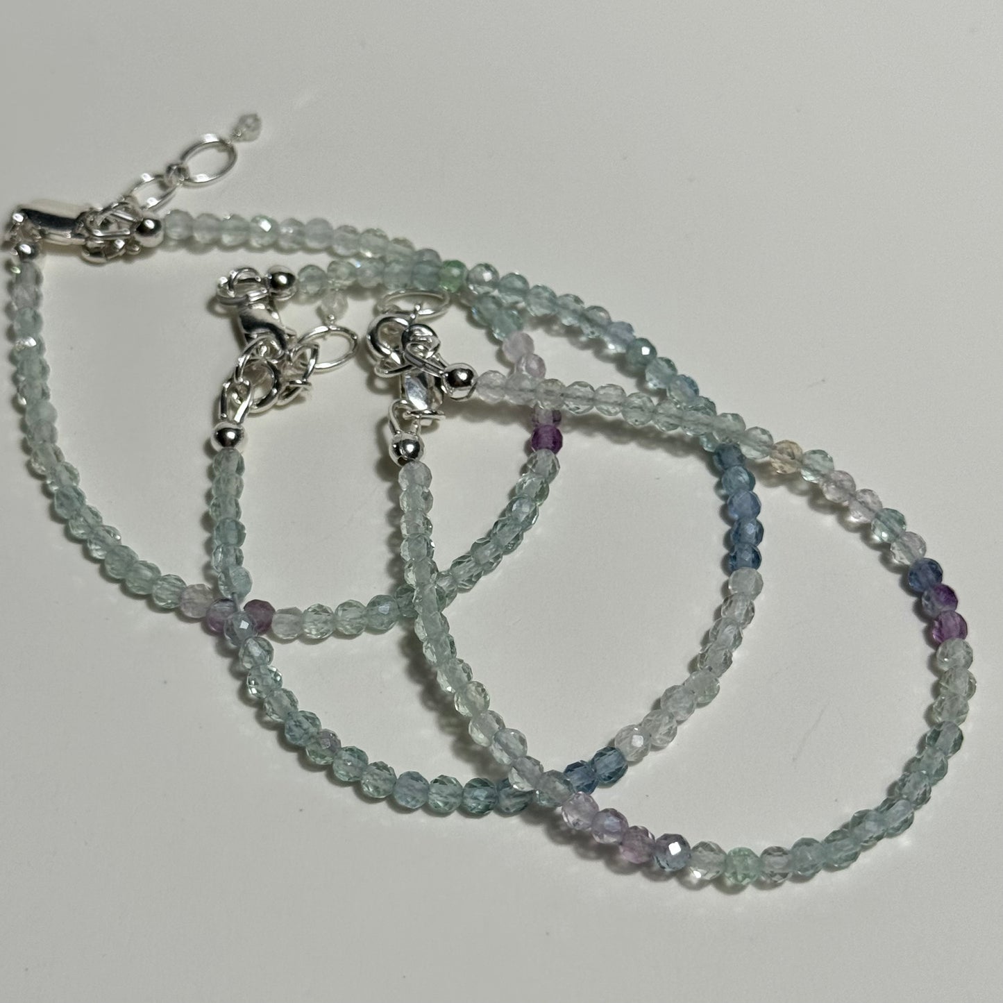 Fluorite Faceted Sterling Silver Bracelet