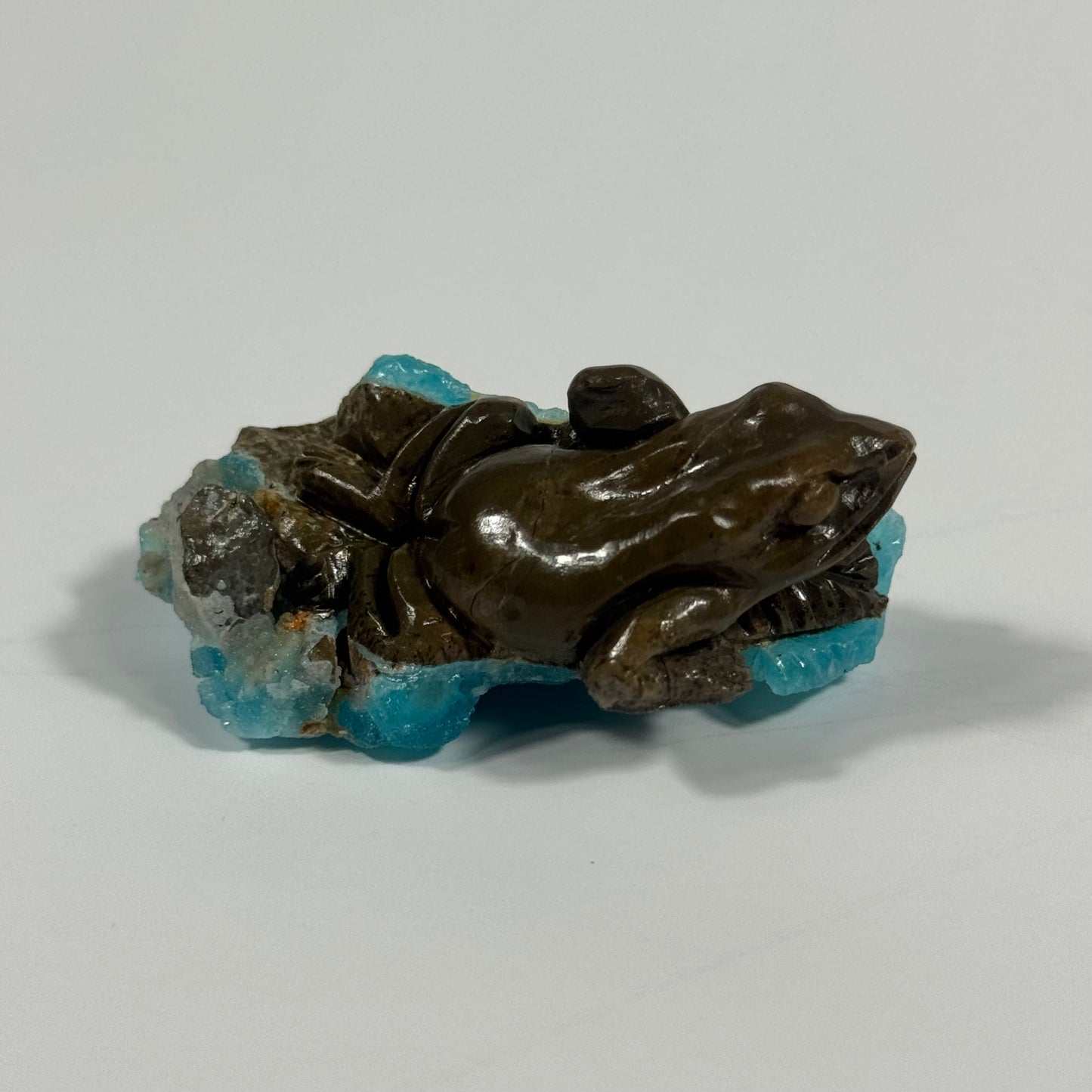 Hemimorphite Frog Handmade Carving