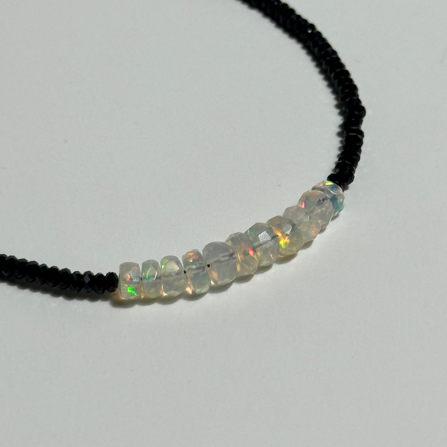 Ethiopian Opal & Black Spinel Sterling Silver Bracelet: You Choose