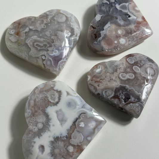 Pink Amethyst Flower Agate Large Heart Carving