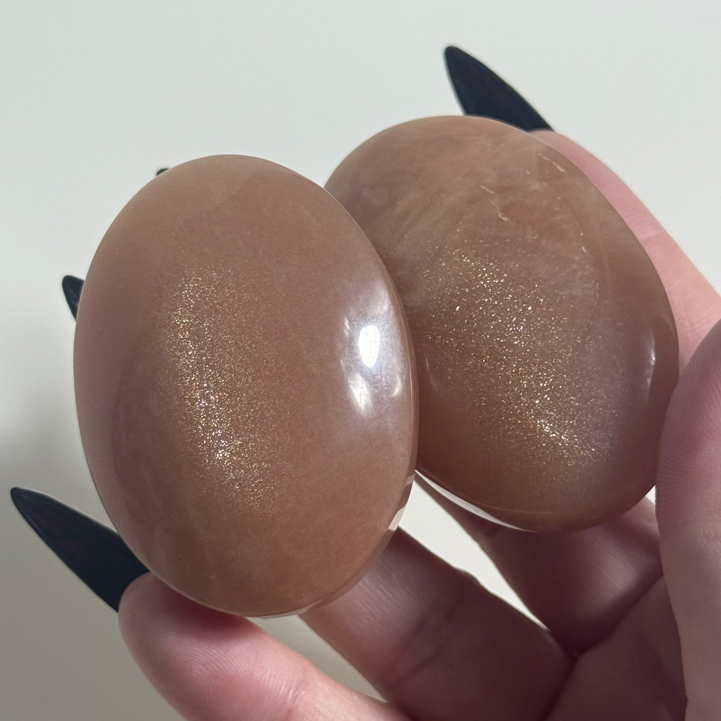 Peach Moonstone Palm Stone