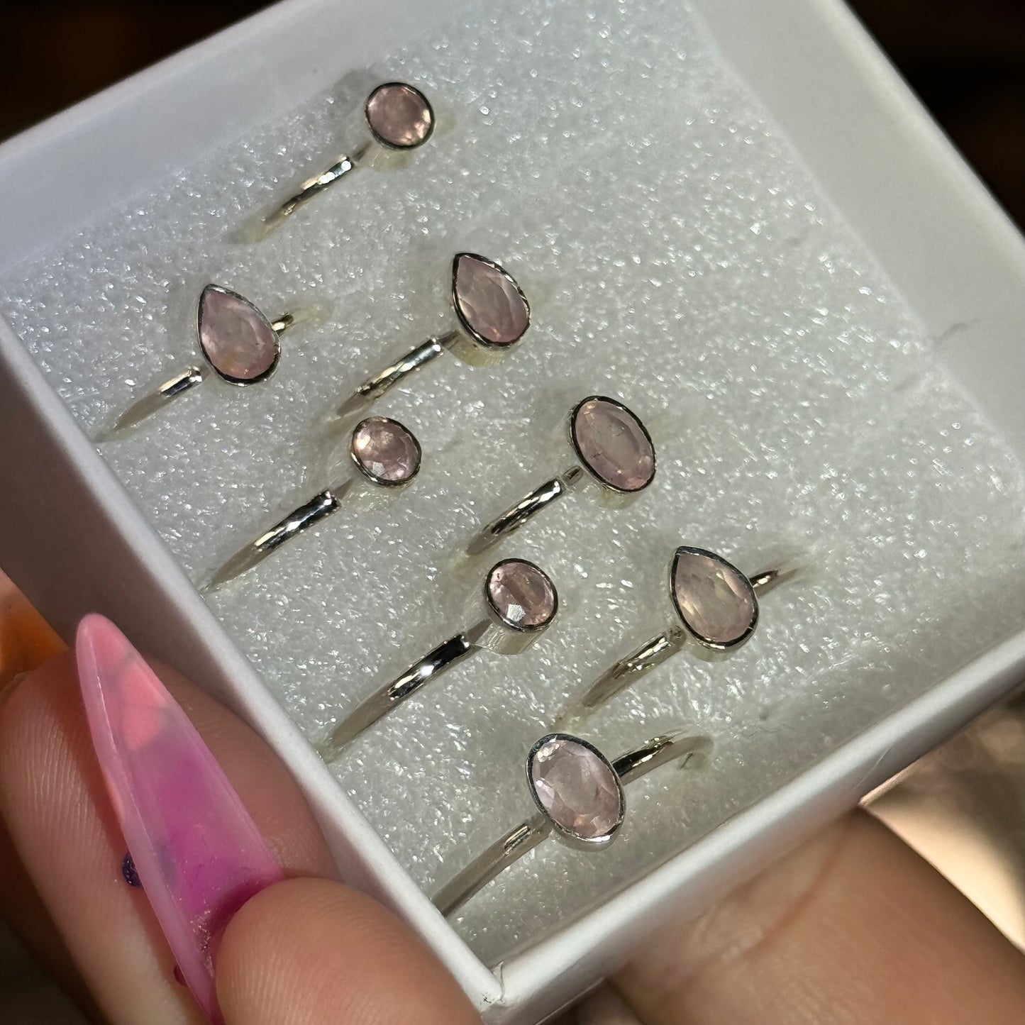 Rose Quartz Sterling Silver Ring: You Choose