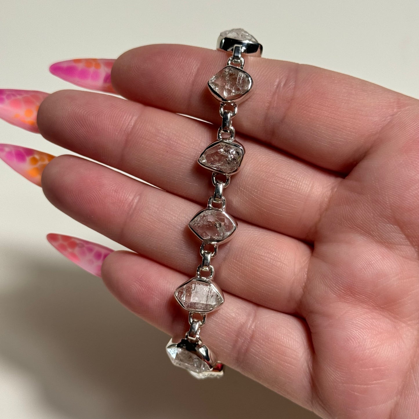 Herkimer Diamond Quartz Sterling Silver Bracelet