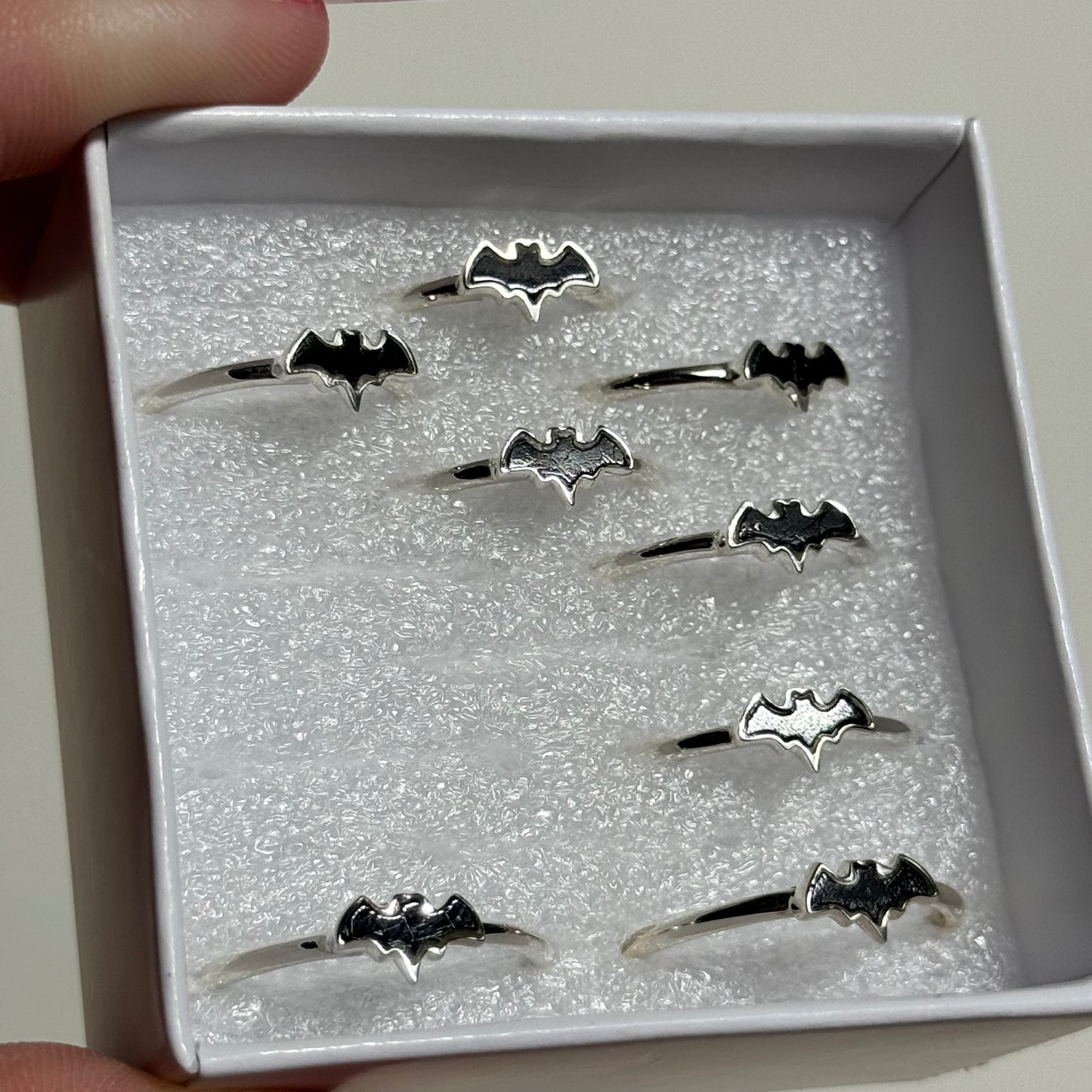 Black Tourmaline Bat Sterling Silver Ring: You Choose