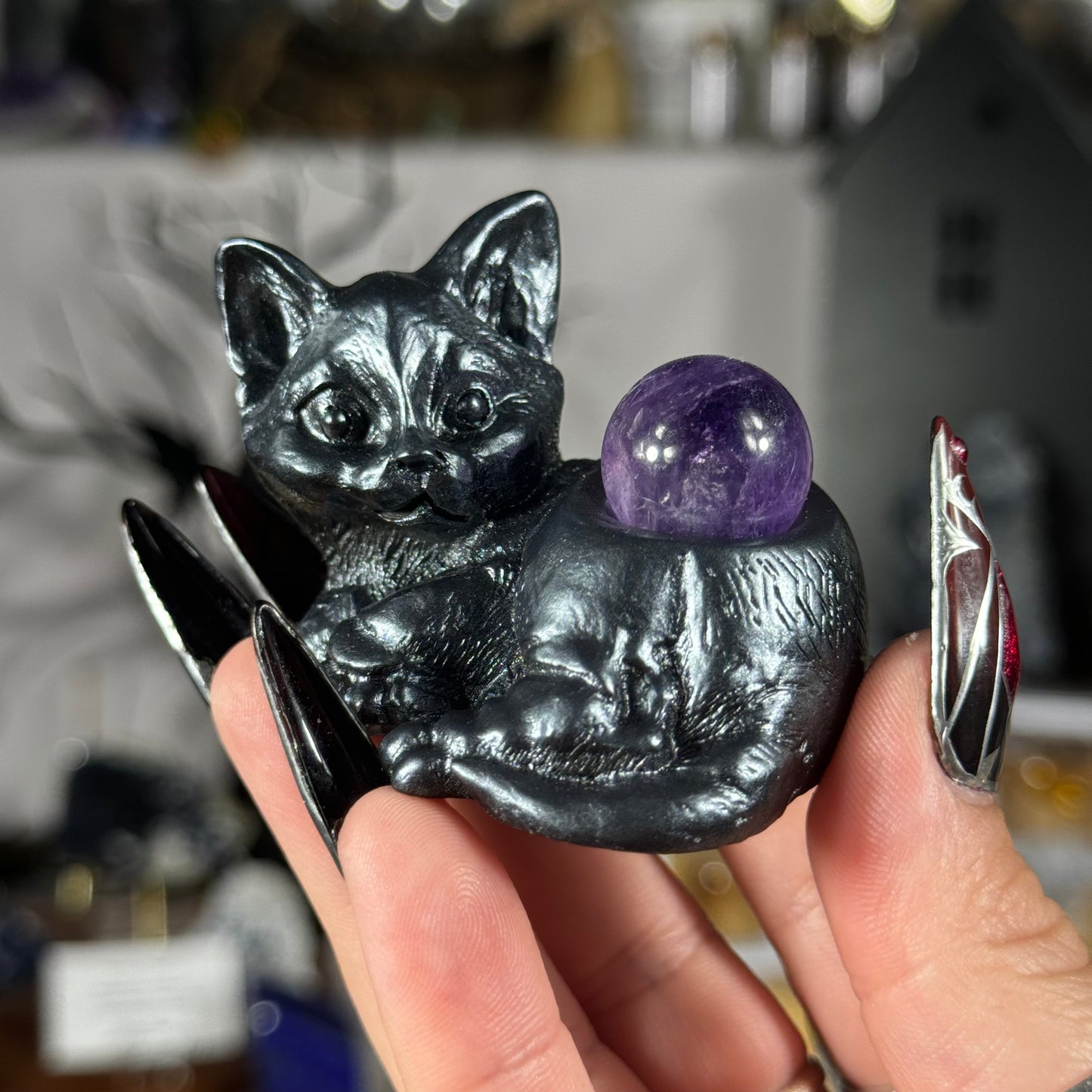 Resin Cat Mini Sphere Stand