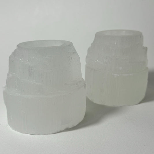 Satin Spar Selenite Candle Holder