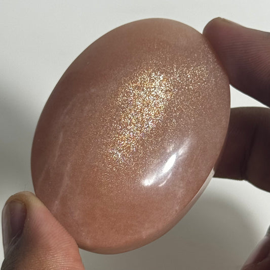 Peach Moonstone Palm Stone