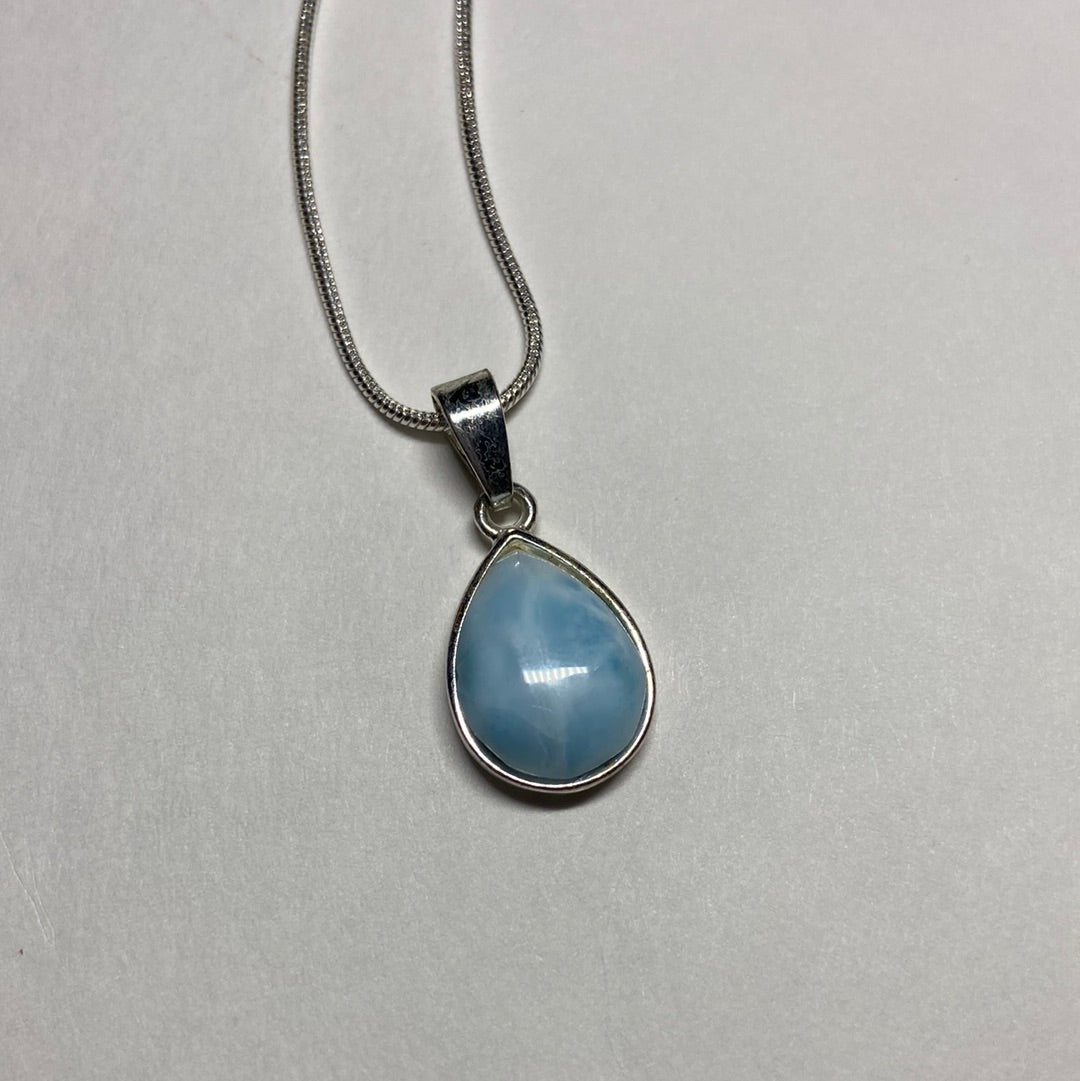 Larimar Large Stone Necklace (925 Silver): You Choose