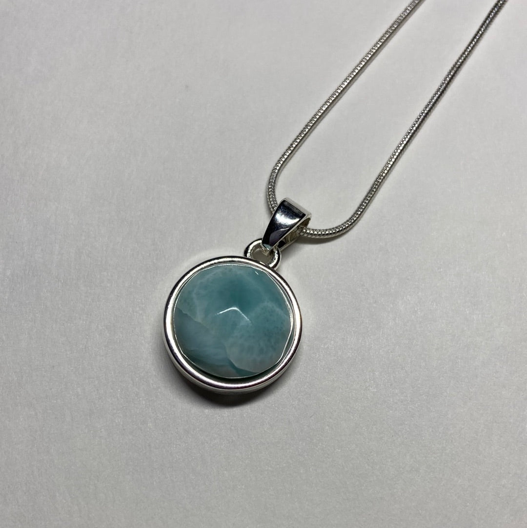 Larimar Large Stone Necklace (925 Silver): You Choose