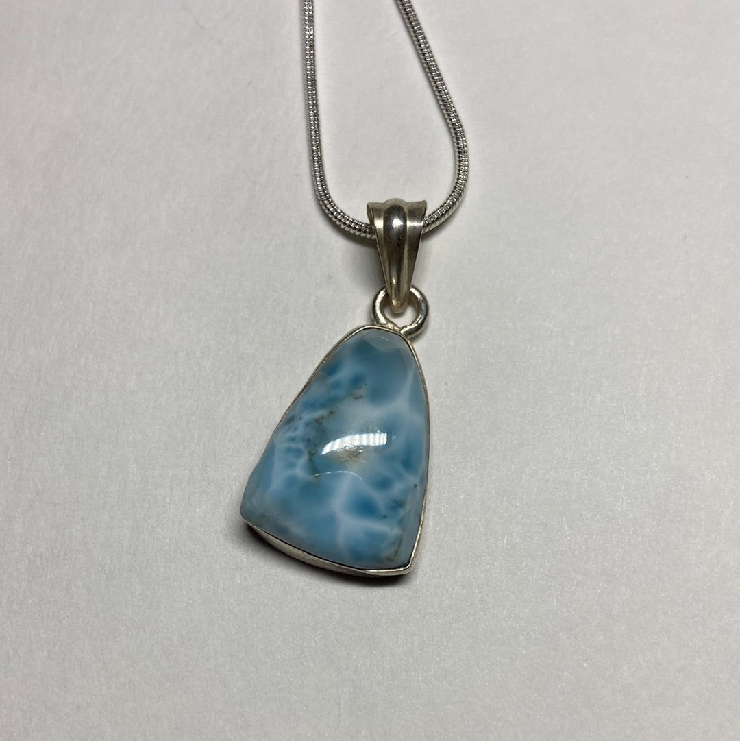 Larimar Large Stone Necklace (925 Silver): You Choose