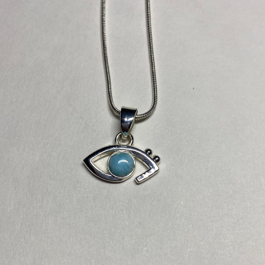 Larimar Small Stone Necklace (925 Silver): You Choose