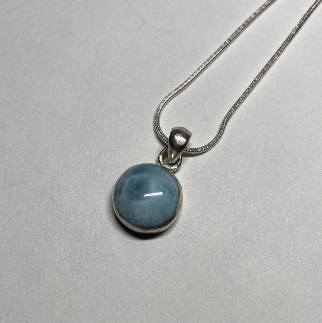 Larimar Large Stone Necklace (925 Silver): You Choose