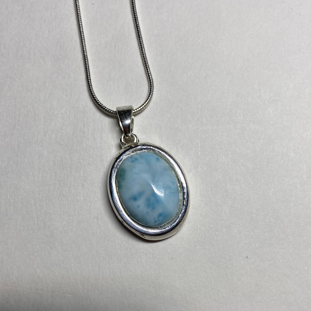 Larimar Large Stone Necklace (925 Silver): You Choose