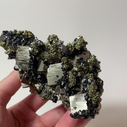 Pyrite, Sphalerite, and Quartz Specimen from the Huanzala Mine, Peru